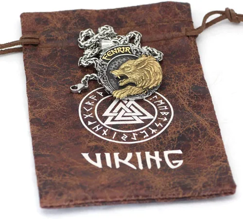 Miniatura 6 de GuoShuang Collar vikingo nórdico de Odin Wolf para hombres, regalo vikingo, acero inoxidable, colgante vikingo, Acero inoxidable, No es una piedra