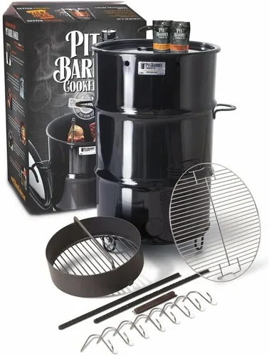 Pit Barrel Cooker Paquete Clásico - Ahumador de Tambor de 18.5 Pulgadas | Parrilla de Barbacoa de Acero Recubierto de Porcelana | Incluye 8 Ganchos,