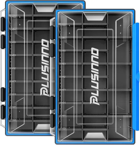 Miniatura 8 de PLUSINNO Organizador de Caja de Aparejos, Paquetes de 1/2, Bandejas de Aparejos Impermeables, Caja de Aparejos de Pesca con Divisores Removibles