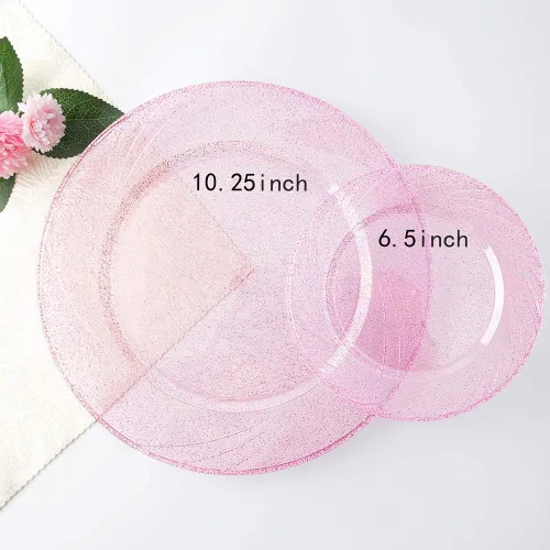 Miniatura 3 de WDF Platos de plástico rosa dorado rosa con cubiertos de plástico rosa incluyen 40 platos de cena y ensalada, 40 tenedores, 40 cuchillos, 40
