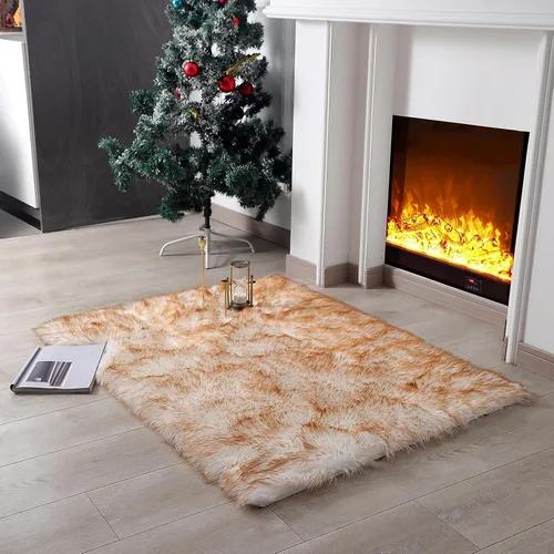 Miniatura 38 de linmopm Alfombra de piel sintética de pelo lanudo esponjoso negro de 2x6 pies para dormitorio, cabecera de la cama, suelo, sala de estar, cojín
