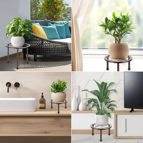 Miniatura 6 de Amaoot Paquete de 5 Soportes para Plantas de Metal, Soportes para Plantas de Hierro Antióxido para Interior y Exterior, Soportes para Macetas