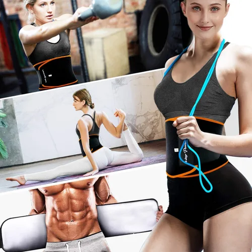 Miniatura 6 de KingPavonini - Faja reductora de cintura para mujeres y entrenador de cintura para hombres, cinturón de sudor talla grande, actualizado Naranja