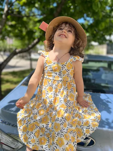 Miniatura 3 de Vestidos de verano para niñas pequeñas, floral, manga con volantes, casual, sin mangas, acampanado, para jugar, de 2 a 8 años