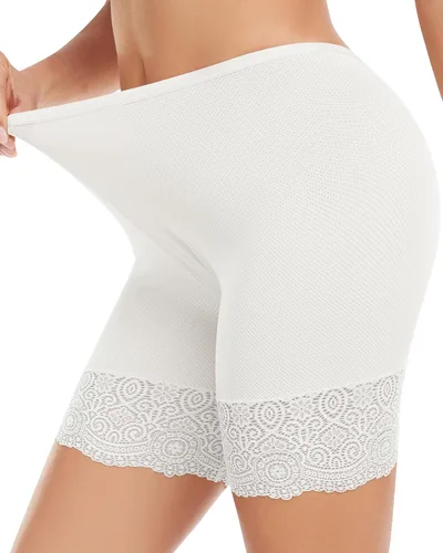Miniatura 9 de Pantalones cortos refrescantes para mujer para debajo de los vestidos, pantalones cortos antirozaduras, nailon elástico en 4 direcciones, encaje que