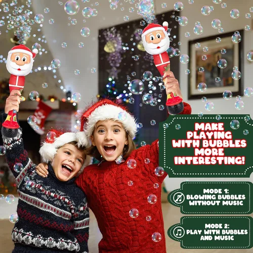 Miniatura 4 de ArtCreativity Varita de burbujas de Papá Noel iluminado para niños, regalos de Navidad para niños, soplador de burbujas de 14 pulgadas con luz