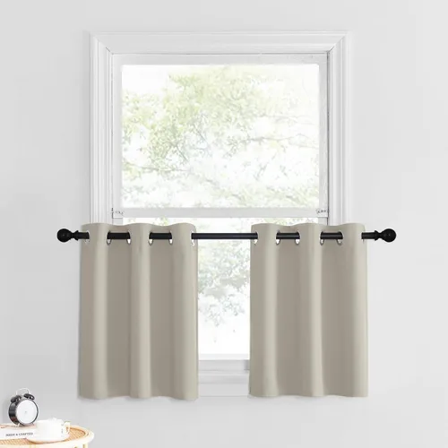 Miniatura 140 de NICETOWN Cortinas opacas de cocina para ventana sobre el fregadero, aislamiento térmico, decoración del hogar, pequeños niveles opacos con ojales