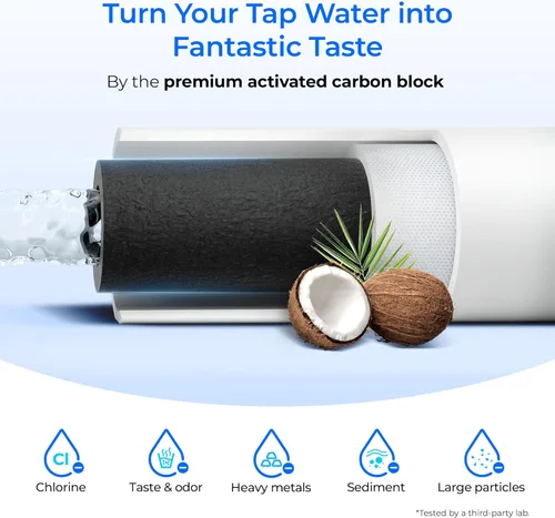 Miniatura 4 de Waterdrop FQK1R, GXULQR - Filtro de repuesto para debajo del fregadero, certificado NSF/ANSI 42 372, repuesto para cabezal hexagonal GE SmartWater