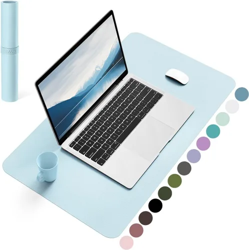 Miniatura 67 de YSAGi Almohadilla de escritorio de piel antideslizante, tapete impermeable para teclado de computadora portátil, protector de mesa y alfombrilla