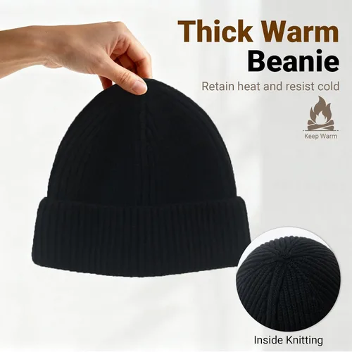 Miniatura 3 de NPQQUAN Gorros de pescador para hombres y mujeres, gorro de punto corto para invierno
