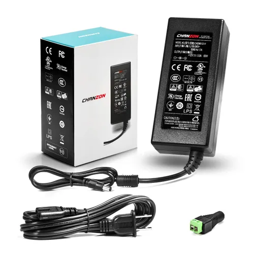 [Listado por UL] Chanzon Fuente de alimentación de 12 V 5 A Adaptador de conmutación de CC de 60 W AC DC 12 voltios 5 amperios convertidor de
