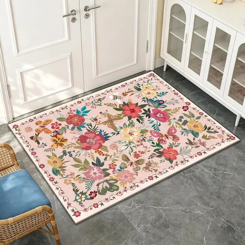 Miniatura 71 de Ukeler - Alfombra rústica con diseño floral para sala, dormitorio, comedor, Country rústico, Azul (luxury blue)