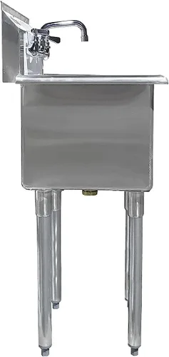 Fregadero de acero inoxidable para preparación y utilidad | Acero inoxidable 304 | Restaurante, cocina, lavandería, garaje | Certificado NSF (tamaño