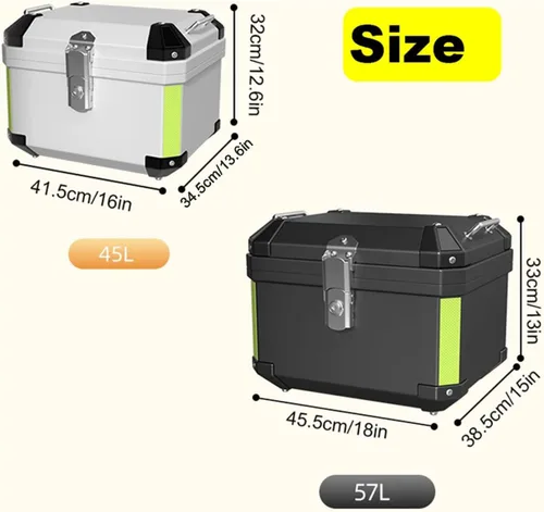 Miniatura 2 de NYCDA Caja de cola de motocicleta, caja de aluminio resistente universal para motocicleta, almacenamiento de viaje con placa base de soporte, caja