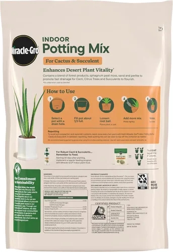 Miniatura 11 de Miracle-Gro Mezcla para macetas de interior para cactus y suculentas, mezcla para macetas de cactus y suculentas de drenaje rápido con alimentos