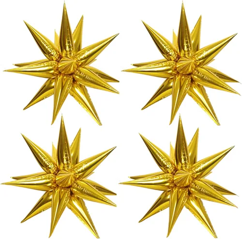Miniatura 17 de 50 globos de papel de aluminio rojo con forma de cono de estrella – globos de Mylar de explosión de 26 pulgadas, 12 puntos 3D Starburst para 26