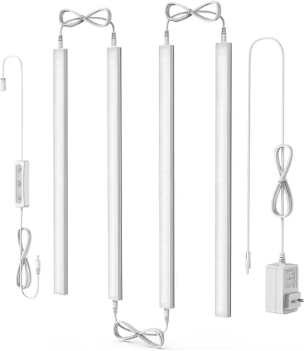 Miniatura 16 de ASOKO Iluminación LED regulable para debajo del armario para cocina, 6 barras de luz LED de 12 pulgadas, luz LED de armario blanca cálida 3000 K, 12