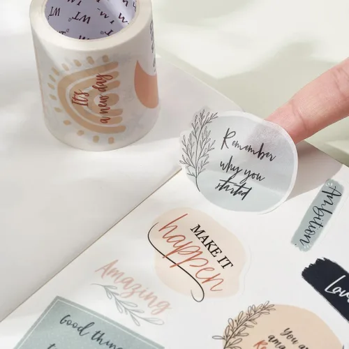 Miniatura 5 de WT Juego de Pegatinas de Cinta Washi Motivacionales, 3 Rollos, Diseños Originales, Pegatinas de Palabras Inspiracionales con Marco, Cinta Decorativa