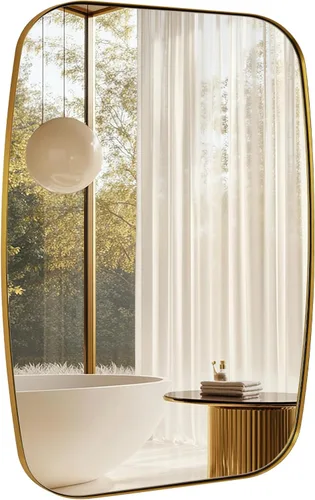 Miniatura 80 de ANDY STAR - Espejos ovalados negros para baño, espejo grande de 24x36 pulgadas con marco de metal negro mate oblongo para pared, espejo moderno