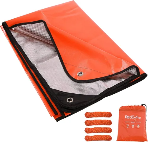 Miniatura 13 de RedSwing Manta de Supervivencia de Servicio Pesado, Lona Térmica de Emergencia Impermeable, Mantas Reflectantes Multiusos Aisladas para Todo Tipo