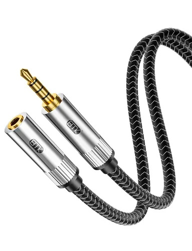 Miniatura 8 de EMK Cable auxiliar en ángulo recto, cable de audio estéreo de 90 grados de 0.138 in macho a macho - nailon trenzado, chapado en oro para automóvil