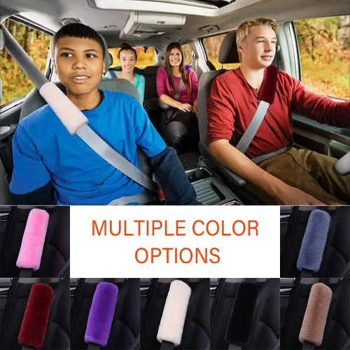 Miniatura 6 de 2 fundas esponjosas para cinturón de seguridad de automóvil, cojín de felpa suave y cómodo para cinturón de seguridad que protege el hombro, fundas