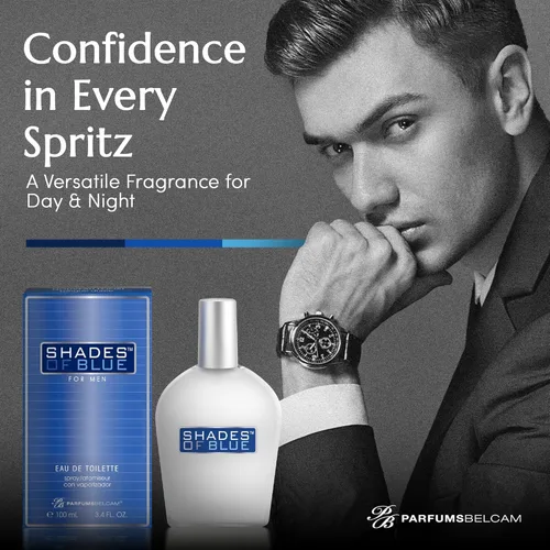 Miniatura 6 de PB ParfumsBelcam Shades of Blue Eau de Toilette en espray para hombres – Colonia de cítricos frescos y madera con mandarina, especias cálidas