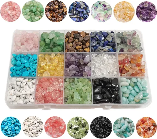 GangGangHao - 1888 cuentas de piedra natural de aproximadamente 17.64 oz, piedras preciosas irregulares de cristal curativo, agujero de cuentas
