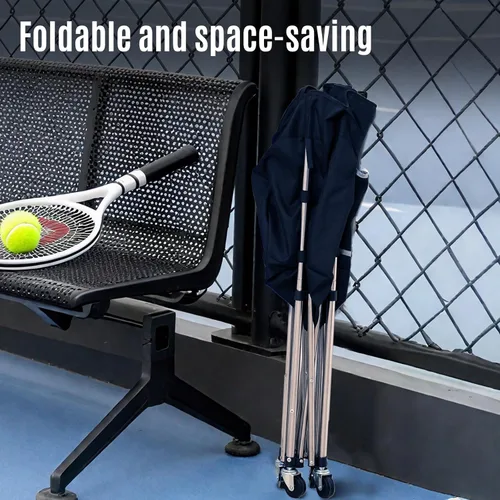 Miniatura 4 de Carrito de pelota de tenis con ruedas y freno (capacidad 180) - Marco de acero inoxidable resistente con bolsa lavable desmontable - Tolva de viaje