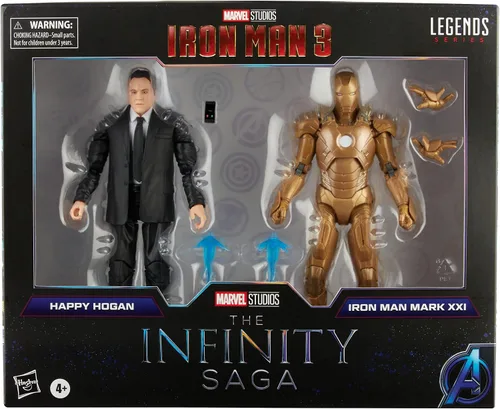 Miniatura 2 de Hasbro Marvel Legends Series - Paquete de 2 juguetes de acción Happy Hogan y Iron Man Mark 21, personajes de la saga infinita, diseño premium, 2