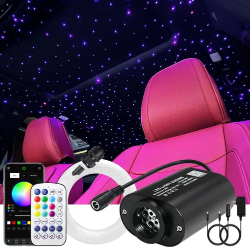 Miniatura 12 de AKEPO - Kit de luz musical RGBW de 6 W, tamaño mini, parpadeante, fibra óptica, controlada a través de aplicación, para el hogar y el automóvil, 600