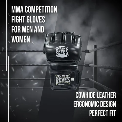 Miniatura 2 de CLETO REYES Black Mamba MMA - Guantes de lucha de competición para hombres y mujeres, piel de vacuno, color negro