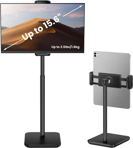 tounee Soporte para tableta de altura ajustable, soporte máximo de 3.5 libras, hasta 18 pulgadas de alto, soporte para monitores portátiles delgado