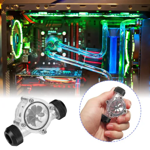 Miniatura 5 de Indicador de flujo de agua Tiiyee, 8 impulsores PC enfriamiento G1/4 medidor roscado Water Cooling Flow Meter Indicatorr for Pc Cooling System