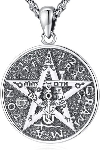 Miniatura 249 de Collar de pentagrama de plata de ley con triple luna, diosa celta, nudo celta, nudo de brujas, Ankh, sol y luna, Hécate, lilith, Santa Muerte