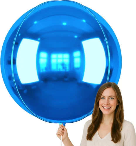 Miniatura 44 de 12 globos redondos de aluminio azul marino, globos de helio 4D de 22 pulgadas, 15 pulgadas, 10 pulgadas, globo de aluminio azul metálico