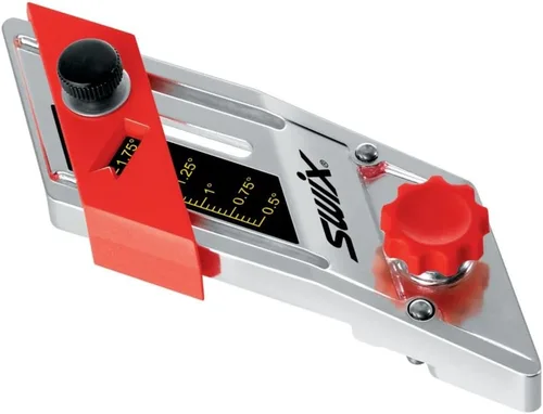 Swix Guía de archivos de borde base de aluminio ajustable (0.5-2 grados) para esquís y tablas de snowboard, rojo/plateado