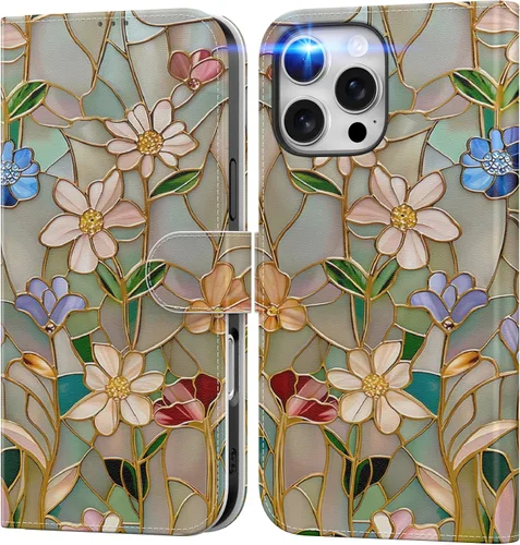 Miniatura 10 de DEENAKIN Funda tipo cartera para iPhone 15 con tarjetero + clip para efectivo, bloqueo RFID, protección contra caídas de grado militar y obras