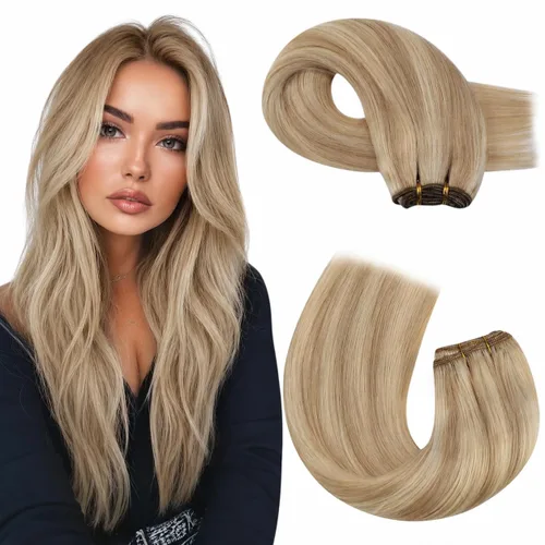 Miniatura 26 de Moresoo - Extensiones de cabello humano real cosidas, Remy, lacio, doble trama, color negro jet, 14 pulgadas, 3.53 onzas