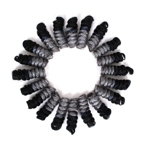 Miniatura 30 de Saniay - 3 paquetes de trenzas de ganchillo cortas trenzadas de ganchillo con espiral, rizos con espiral jamaicana, 20 mechones por paquete