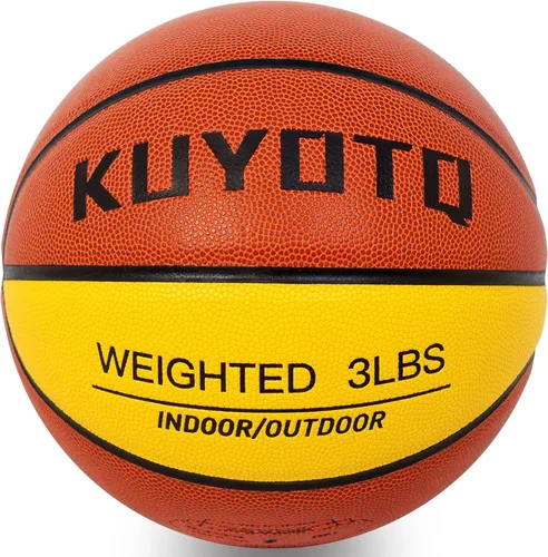 Miniatura 23 de KUYOTQ 3LBS/3.3LBS/2.2LBS Weighted Heavy Training Basketball 29.5/28.5" in and Outdoor Improving Handling Dribbling Passing Rebounding Skill marrón