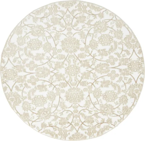 Unique Loom Colección Rushmore Alfombra de Área - Taft (5' redonda, blanco nieve/beige)