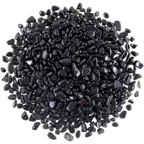Guijarros decorativos de cristal de 1 libra (460 g), piedras de obsidiana de forma irregular, pequeñas piedras pulidas trituradas, grava de piezas