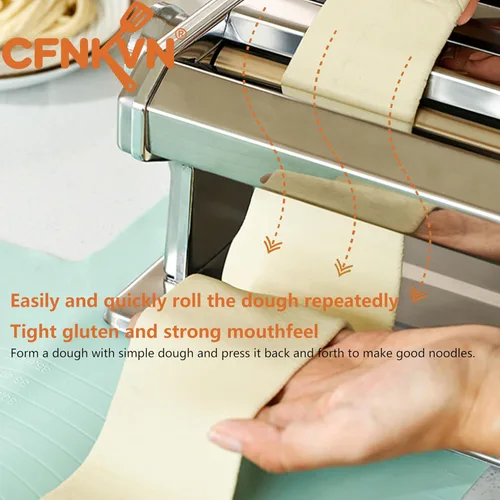 Miniatura 3 de Máquina para hacer pasta, estilo clásico italiano manual con 3 cortadores para espaguetis, fettuccine, lasaña, acero resistente, esfera de fácil