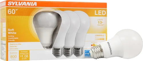 Miniatura 12 de Sylvania Ultra - Bombilla LED equivalente a 60 W A19, eficiente 9 W, base media, regulable, acabado esmerilado, 800 lúmenes, blanco brillante