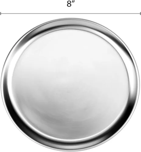 Miniatura 5 de TrueCraftware - Bandeja de pizza de 8 pulgadas con borde ancho de aluminio, juego de 3 utensilios para hornear, bandeja redonda para pizza, bandeja