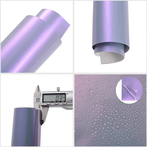 Miniatura 5 de XhuangTech Rollo de vinilo adhesivo camaleón de color gris a morado, para carrocería, rollo de burbujas de aire para bricolaje