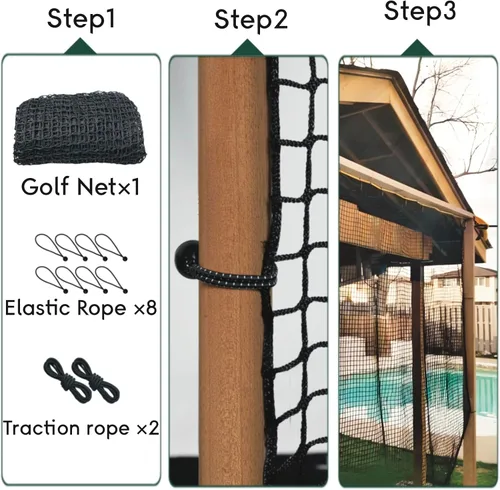 Miniatura 5 de Red de práctica de golf, red de golf de nailon resistente, red de golf para interiores y exteriores con kit de alambre para colgar, redes de golf