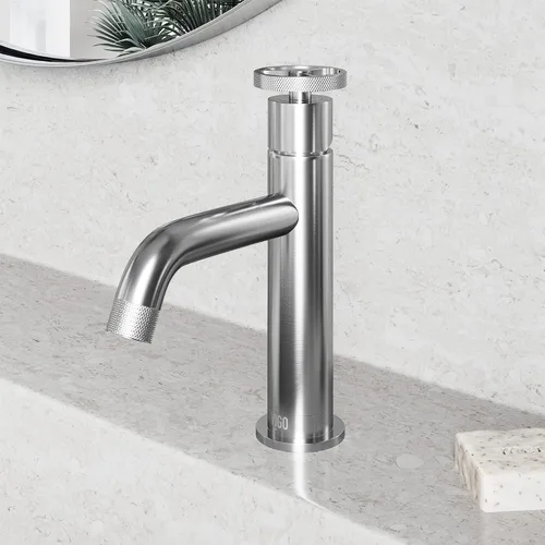 Miniatura 3 de VIGO Cass - Grifo de baño de un solo orificio de 8 pulgadas de alto en níquel cepillado VG01046BN