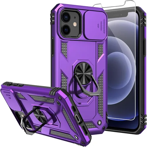 Miniatura 8 de Funda para iPhone 12, con protector de pantalla y funda para cámara, [grado militar] de 16 pies. Funda protectora a prueba de caídas con soporte Azul